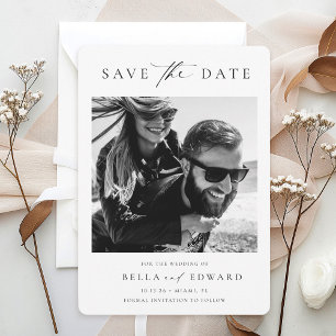 Save The Date Simple Noir et Blanc photo mariage Enregistrer la