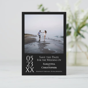 Save The Date Simple Noir Moderne Minimaliste Mariage photo