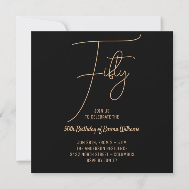 Save The Date Simple Or | 50e Anniversaire  (Devant)