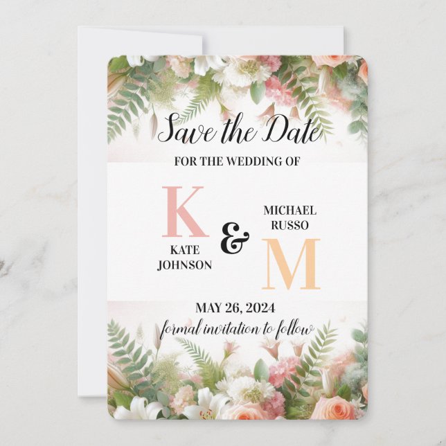 Save The Date Simple pastel floral (Devant)