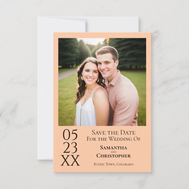 Save The Date Simple Peach Moderne Minimal Mariage photo (Devant)