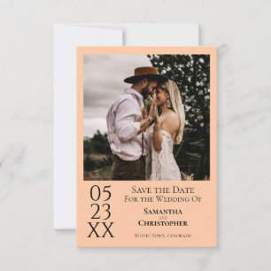 Save The Date Simple Peach Moderne Minimal Mariage photo