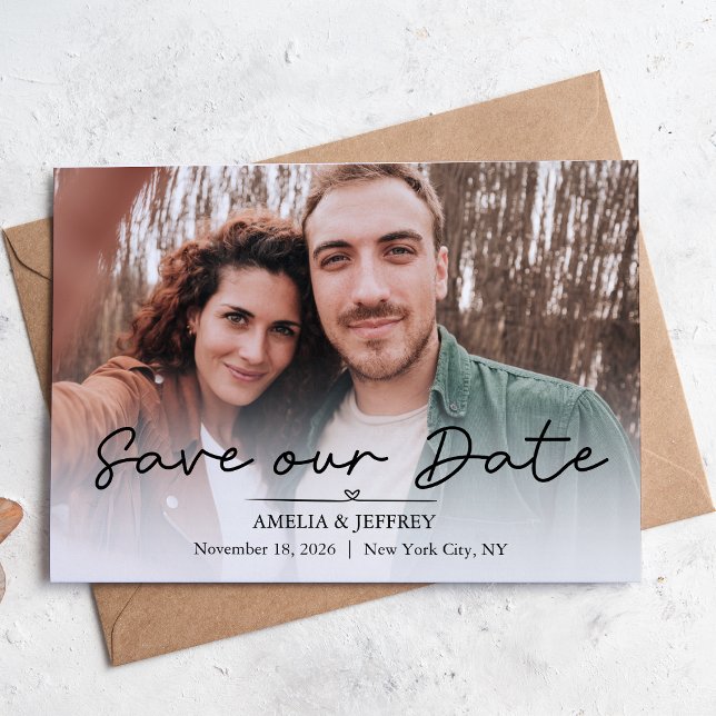 Save The Date Simple Photo Calligraphie  (Créateur téléchargé)