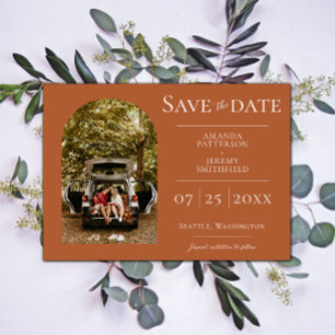 Save The Date Simple Photo d'arche Orange brûlé