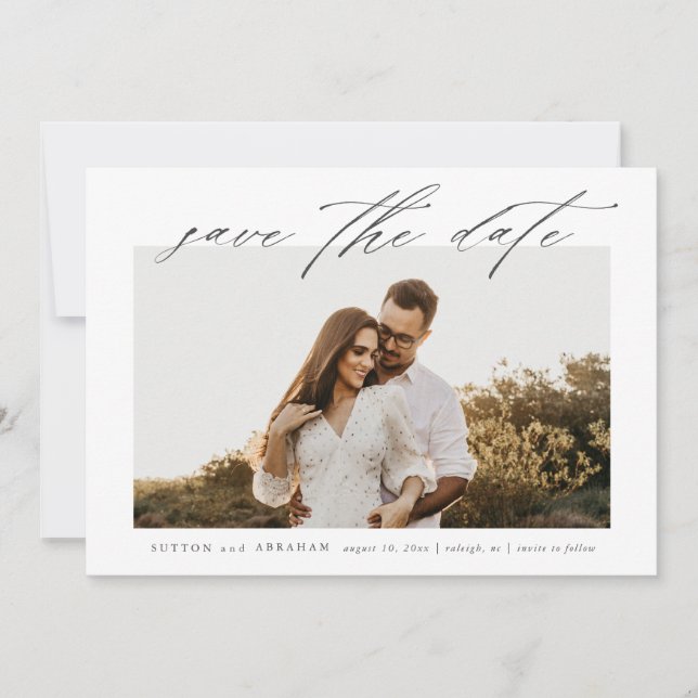 Save The Date Simple photo de mariage avec écriture (Devant)