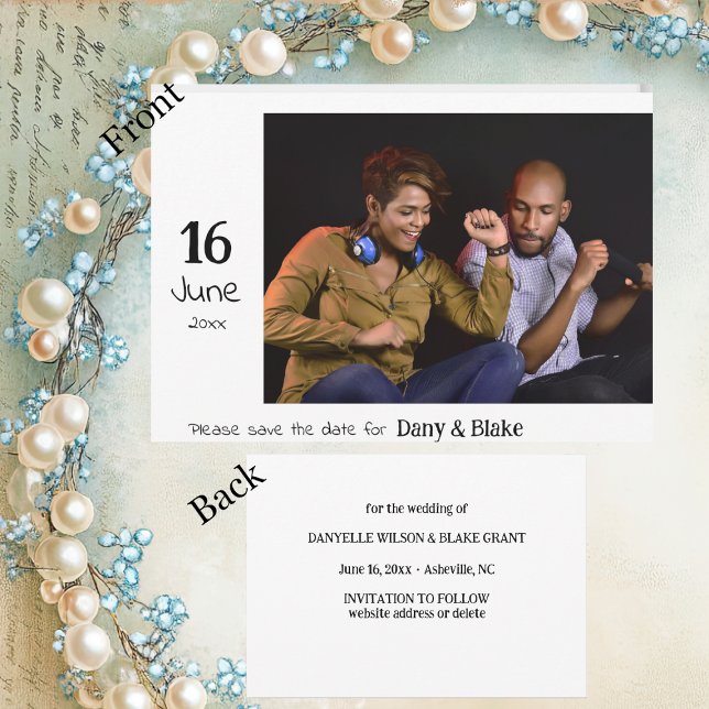 Save The Date Simple Photo de Mariage Date à Sauvegarder (Créateur téléchargé)