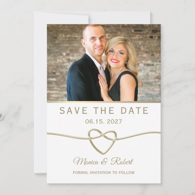 Save The Date Simple Photo de Mariage en Or (Devant)