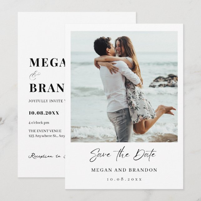 Save The Date Simple photo de mariage moderne  (Devant / Derrière)