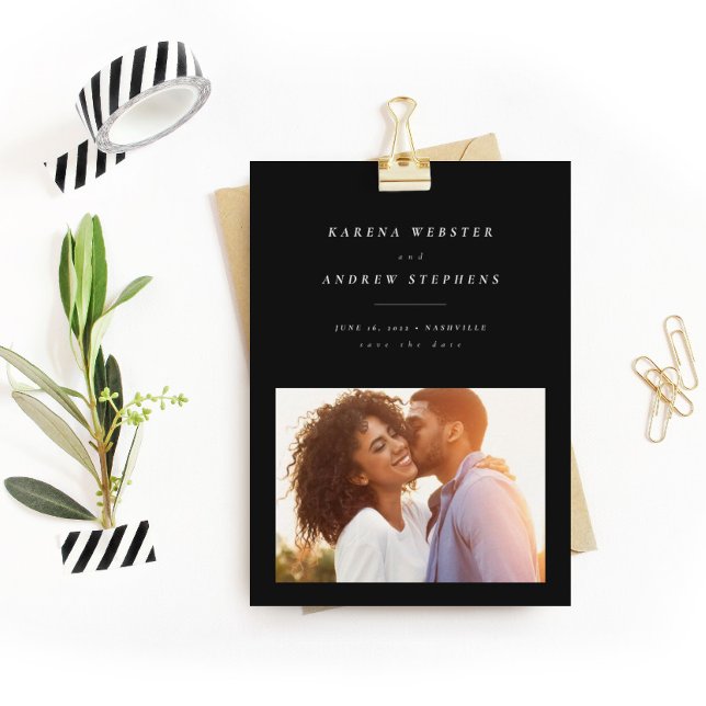 Save The Date Simple photo en noir et blanc enregistrer la date (Créateur téléchargé)