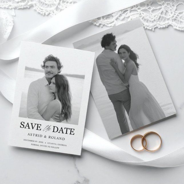 Save The Date Simple Photo en Noir et Blanc pour Annoncer la Dat (Créateur téléchargé)