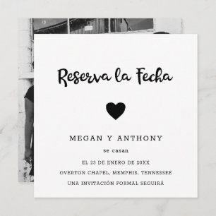 Save The Date Simple Photo Moderne Coeur Espagnol Mariage