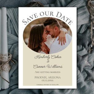 Save The Date Simple Photo Ovale Réservez la date   Beige