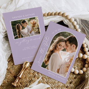 Save The Date Simple Photo Purple Lavender Mariage élégant