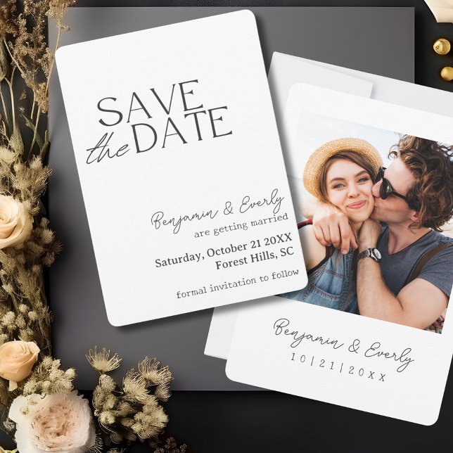 Save The Date Simple Photo Rustique en Noir et Blanc (Simple Rustic Black and White Photo Save The Date

)
