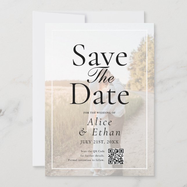 Save The Date Simple QR Code Photo Wedding (Devant)