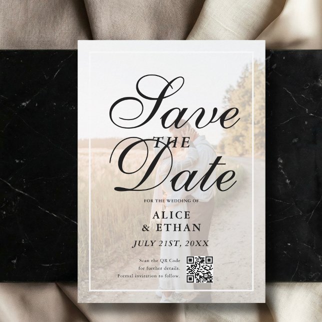Save The Date Simple QR Code Photo Wedding (Créateur téléchargé)