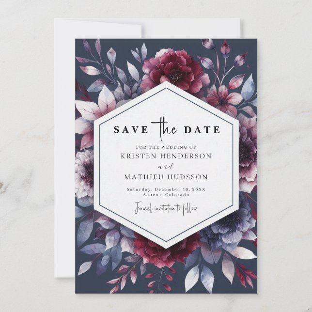 Save The Date Simple romantique Mariage de Bourgogne (Devant)