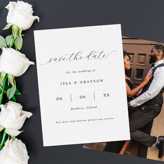 Save The Date Simple romantique Script Mariage photo (Créateur téléchargé)