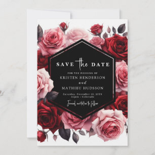 Save The Date Simple Russe Crimson Mariage rouge