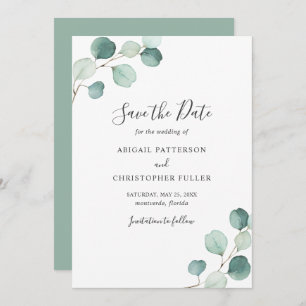 Save The Date Simple Rustique Eucalyptus Verdure Mariage élégant