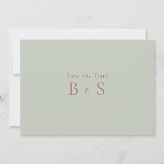 Save The Date Simple Sage & Or Monogramme Enregistrer La Date (Devant)