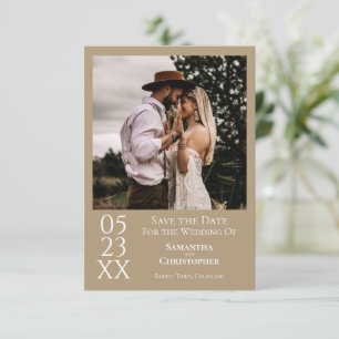 Save The Date Simple Sandy Tan Moderne Minimaliste Mariage photo