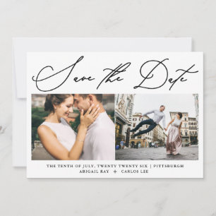 Save The Date Simple Script Deux photos moderne