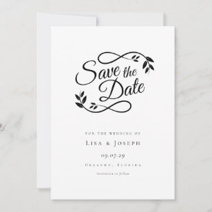 Save The Date Simple Script Noir et Blanc