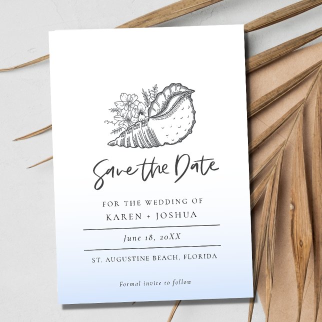 Save The Date Simple Seashell Beach Wedding Enregistrer la date (Simple Seashell Beach Wedding Save the Date)