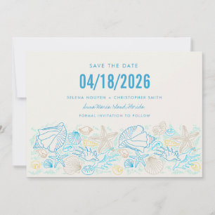 Save The Date Simple Seashell Photo Beach Wedding Enregistrer la