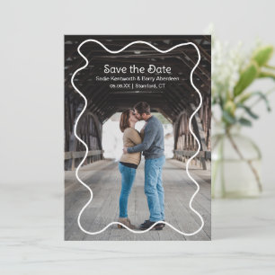 Save The Date Simple Squiggle Frame Photo Mariage moderne