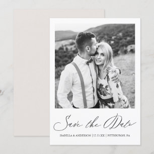 Save The Date Simple Taupe Calligraphie Mariage photo