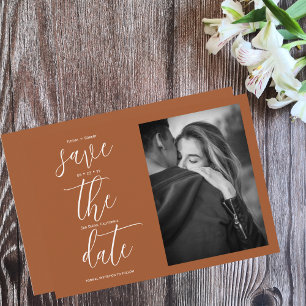Save The Date Simple Terracota Photo Moderne