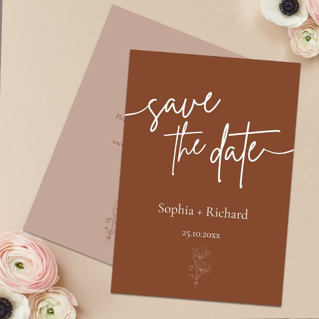 Save The Date Simple Terracotta Boho Botaniques Enregistrer et D (Créateur téléchargé)