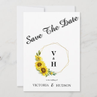 Save The Date Simple Tournesol Doré Géométrique