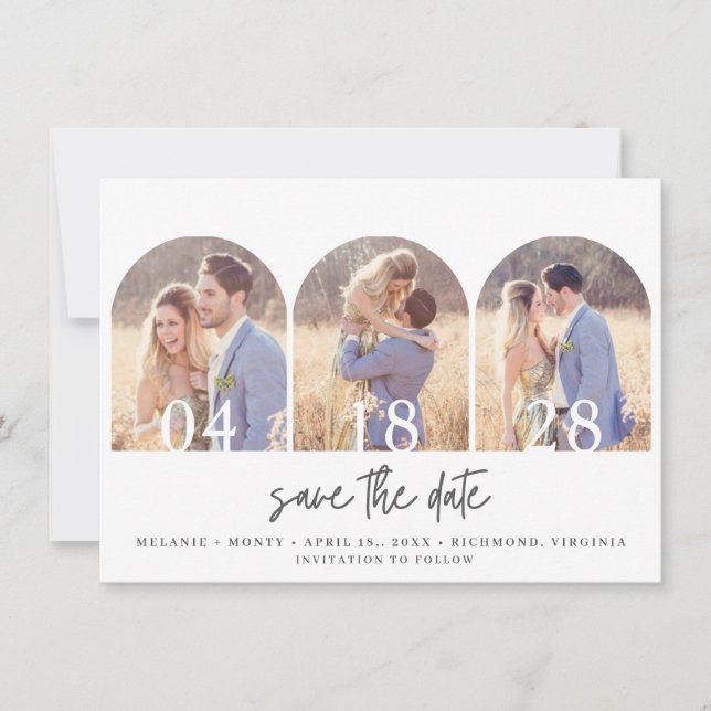 Save The Date Simple Trois Arches Photo Mariage (Devant)