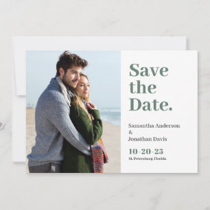 Save The Date Simple Typographie Gras Vert Sauge Photo