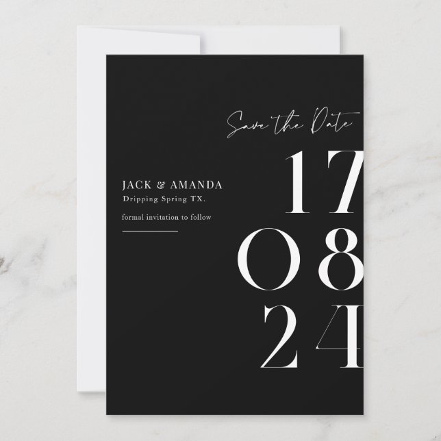 Save The Date Simple typographie minimale Mariage enregistrer la (Devant)
