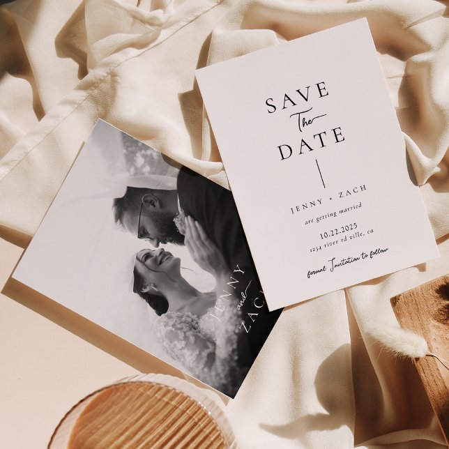 Save The Date Simple Typographie Moderne Photo Mariage  (Créateur téléchargé)