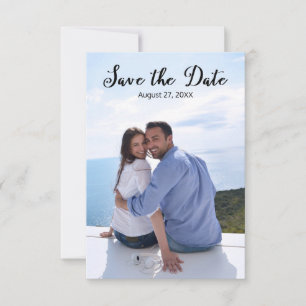 Save The Date Simple Vertical Photo Elegant Script-3x5 Épargnez/