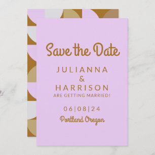 Save The Date Simple Vibrant Jouer Géométrique Lilac et rouille