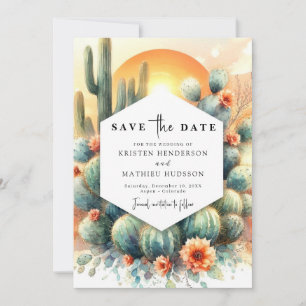 Save The Date Simple Western Cactus Mariage