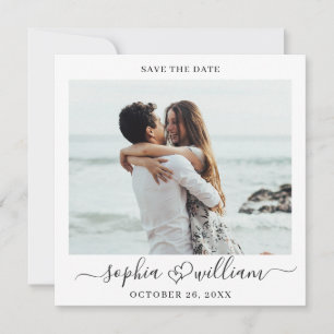 Save The Date Simplement Élégant Mariage Photo Coeurs Simple Mod