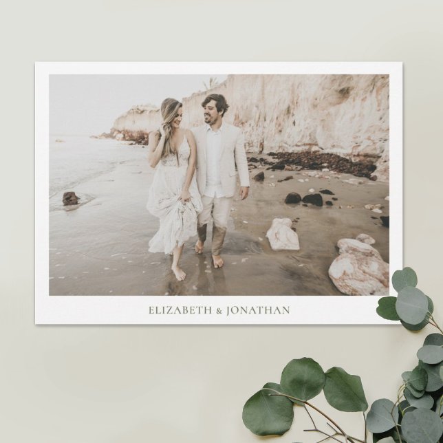 Save The Date Simples frontières Vert Typographie Mariage photo (Créateur téléchargé)
