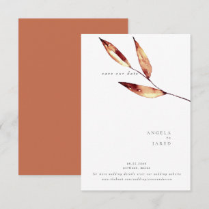 Save The Date Simplicité Automne Aquarelle Foliage Terracotta