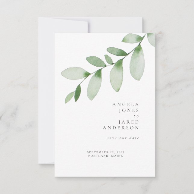 Save The Date Simplicité & Foliage Mariage Sauvegarder notre Dat (Devant)