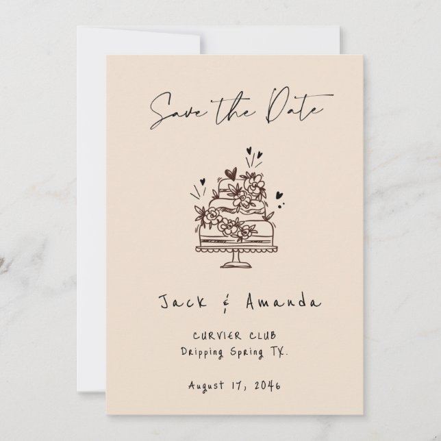 Save The Date Simplicité Script dessin manuel Mariage enregistre (Devant)