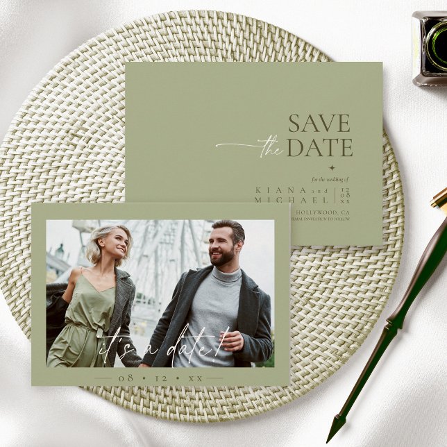 Save The Date Simply Chic Mariage Photo Sage Green ID1046 (Créateur téléchargé)