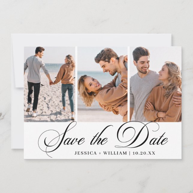 Save The Date Simply Elegant Photo Mariage 3 PHOTO (Devant)