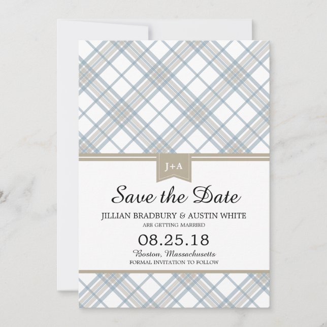 Save The Date Simply Plaid | Sauvegarder la Date (Devant)